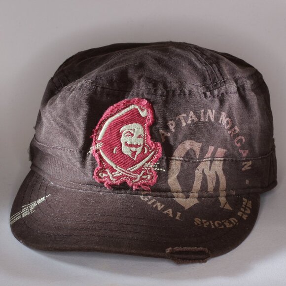 Captain Morgan Spiced Rum Hat Women L/XL Brown Distressed Cadet Style Cap - Picture 1 of 11